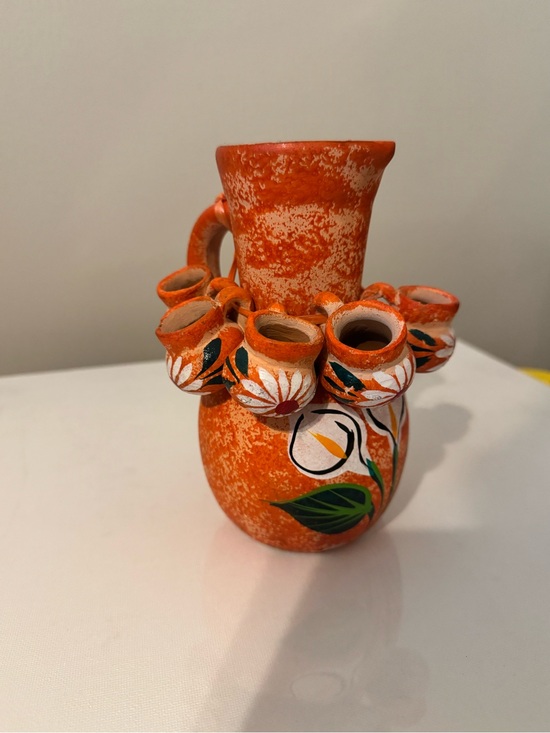 Other - Hand-Painted Orange Floral Multi-Spout